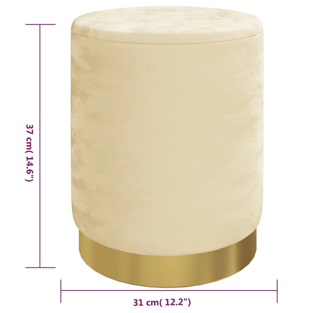 Sgabello Rotondo con Contenitore Albicocca in Velluto 31 x 37 cm CFW6271624