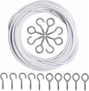 Cordone per tende a 4 metri con 6 ganci e 6 occhielli per installazione facile delle tende. Ideale per soggiorno e camera da letto.