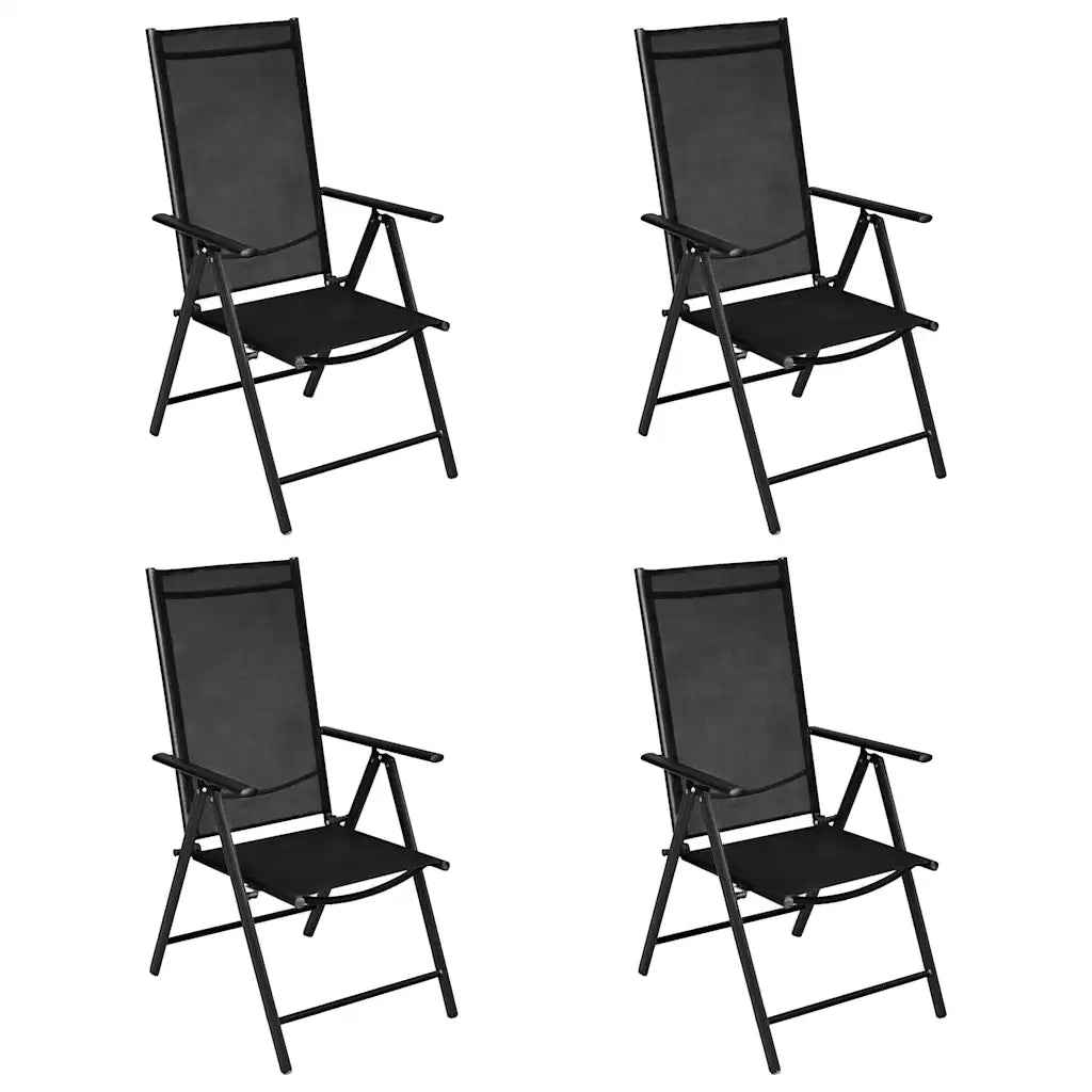 Set Mobili Pranzo per Giardino 5 pz | Set Salotto da Giardino in Alluminio Textilene Nero