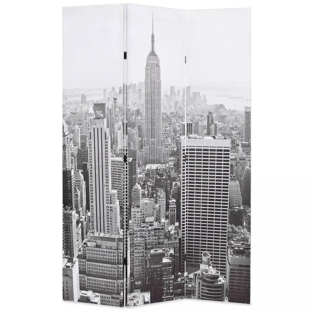 Paravento pieghevole divisorio mobile decorativo 120 cm New York bianco e nero 0802018