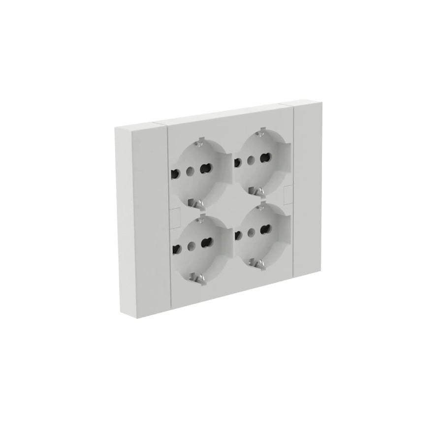 MULTIPRESA BIANCA PARETE QUADRA CON 4 PRESE UNIVERSALI ELECTRALINE