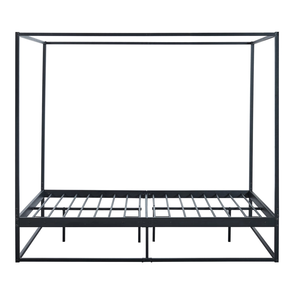 Letto a Baldacchino Kristianstad con Materasso 120 x 200 cm Metallo Nero [en.casa]