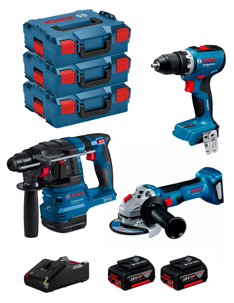 BOSCH Kit 0615A5009G (GSR 18V-65 + GBH 18V-22 + GWS 18V-8 + 2 x 5,0 Ah + GAL18V-40 + 3 x L-Boxx 136)