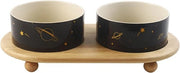 Set di vasca per gatti e ciotola per cibo in ceramica alta (2 x Galaxy + standard)