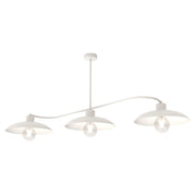 Lampadario Industrial 3 Luci Sekhmet In Acciaio Bianco E Diffusori A Cupola