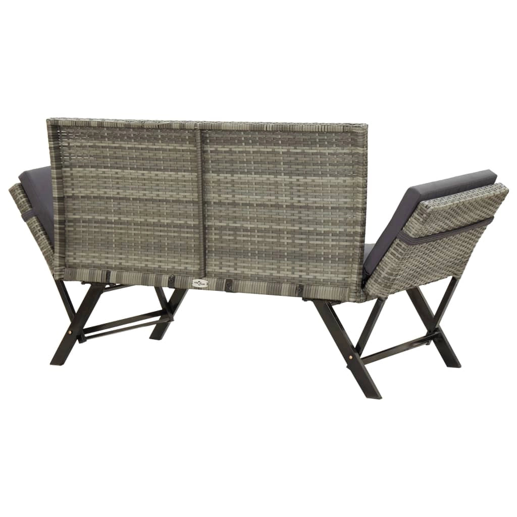 Panca da giardino mobili da esterno per patio mobili da terrazza con cuscini 176 cm resina intrecciata grigia 02_0011592