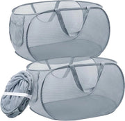 Sacco da bagno - 2 pezzi - 36 x 36 x 58 cm - Riutilizzabile e pieghevole con maniglia - Di rete - Per bagno, cameretta e viaggi