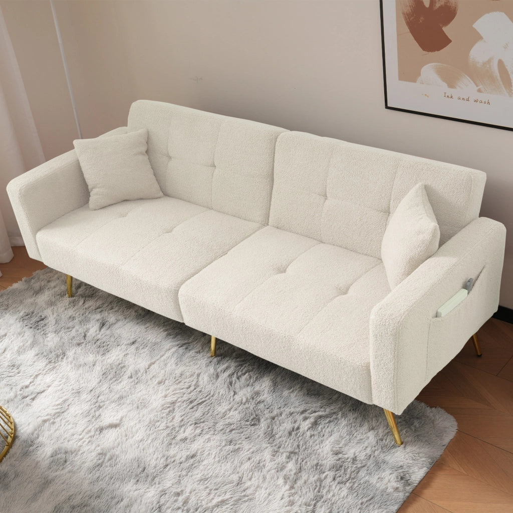 DIVANO LETTO Reclinabile 175x64x72 cm Sherpa Bianco
