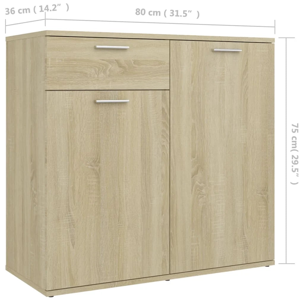 Buffet credenza cassettiera armadio mobile contenitore organizer cucina soggiorno rovere Sonoma 80 x 36 x 75 cm legno ingegnerizzato marrone 02_0031720