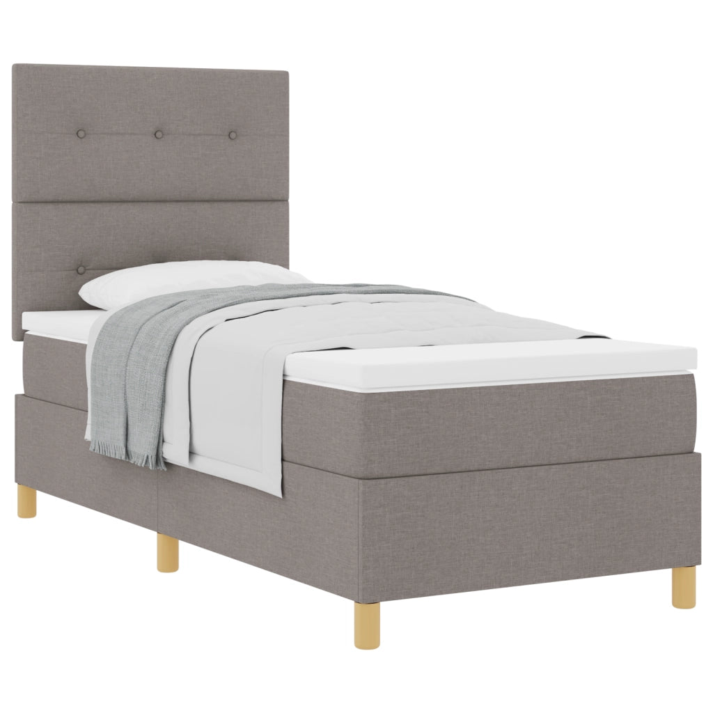Letto con box spring e materasso Tortora 90x200 cm Tessuto
