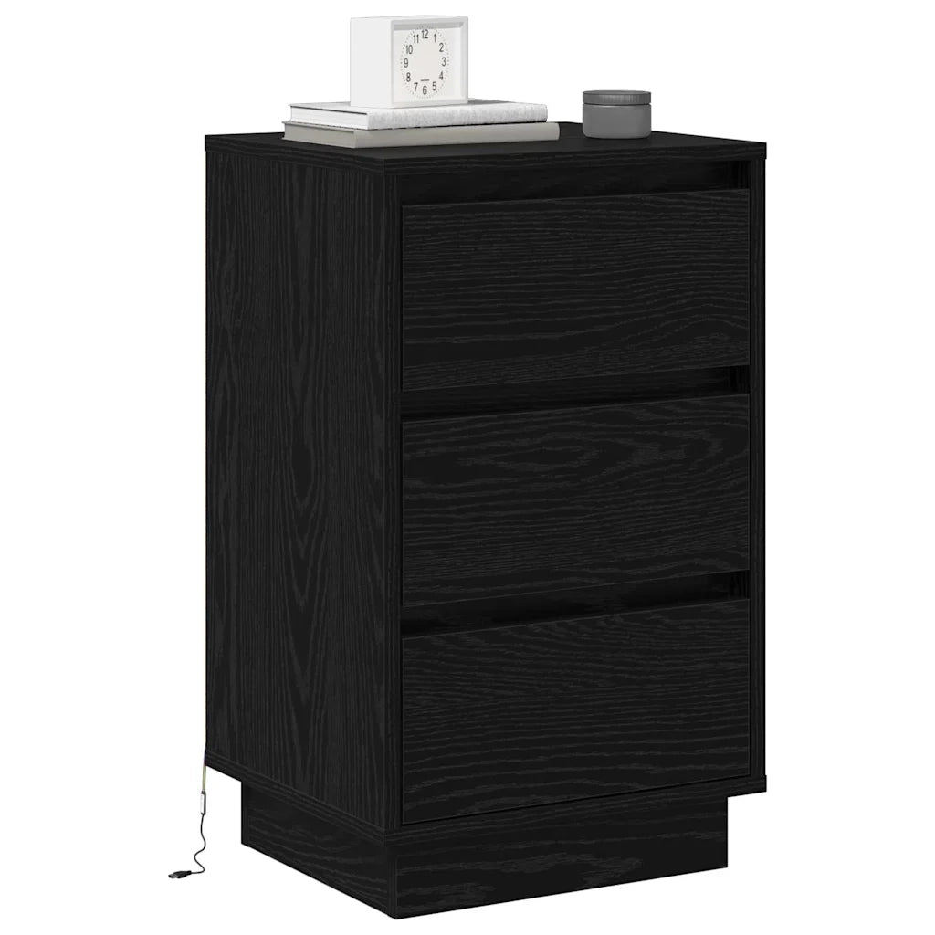 Armadio da Notte con cassetto Rovere Nero 39 x 34,5 x 65 cm 869627