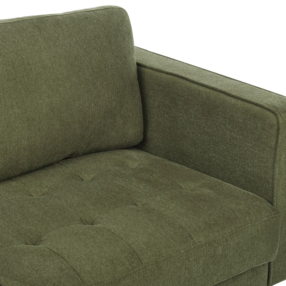 Divano 3 posti Imbottito in tessuto verde con schienale imbottito stile retrò soggiorno