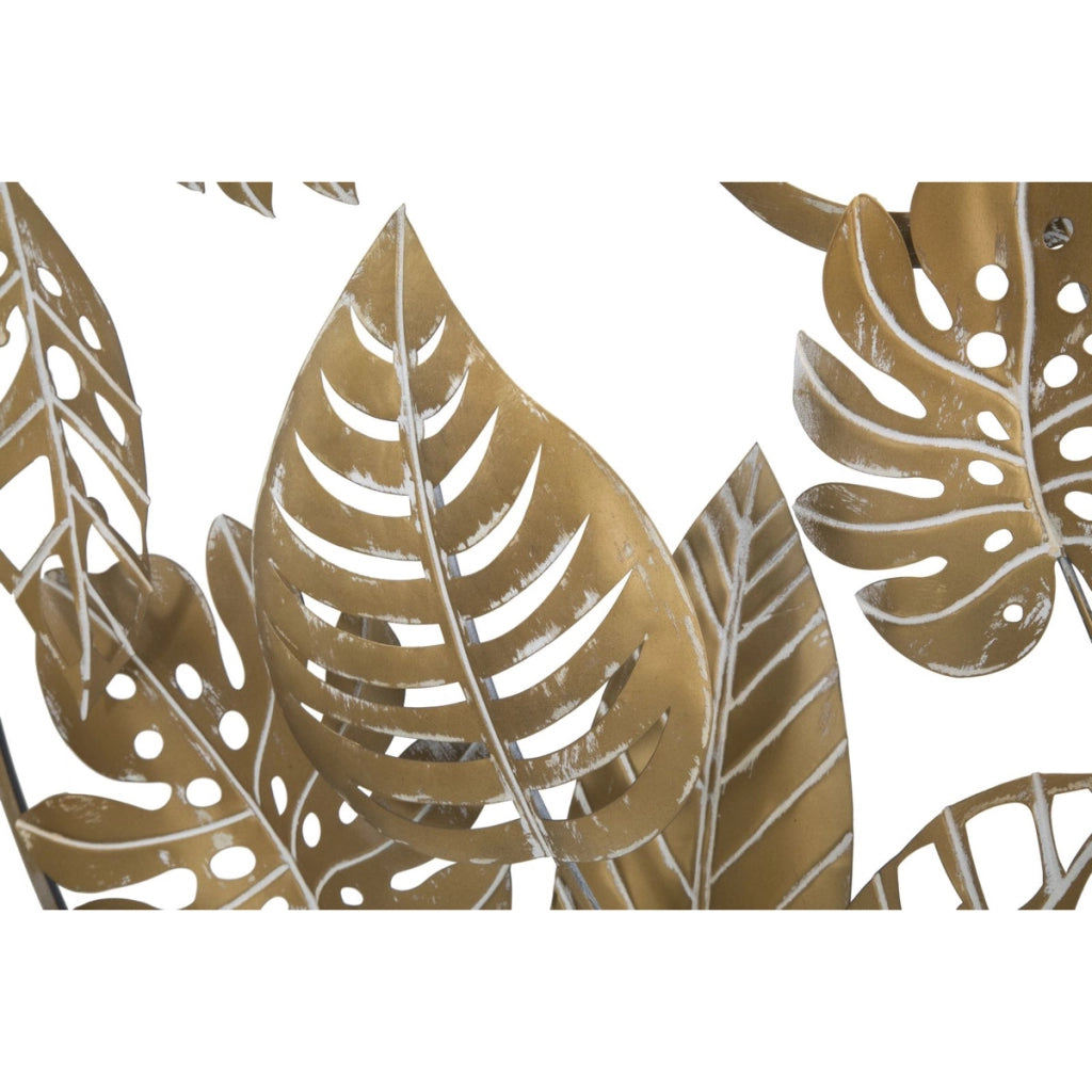 Decorazione in Metallo 3D Foglia 18, Oro, Metallo, 80x6,5x80 cm