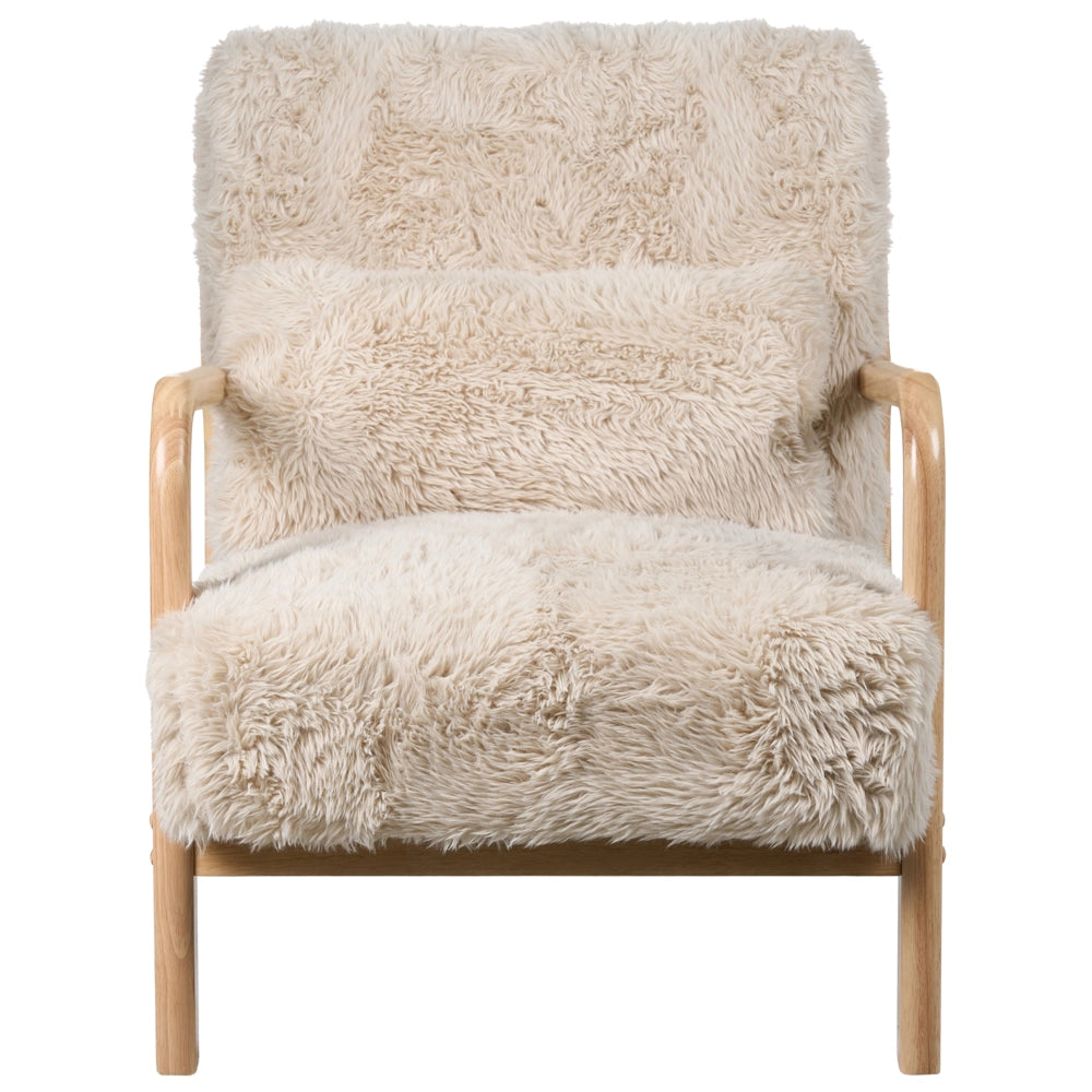 Poltrona in tessuto beige Gambe in legno con braccioli e cuscino Soggiorno classico tradizionale