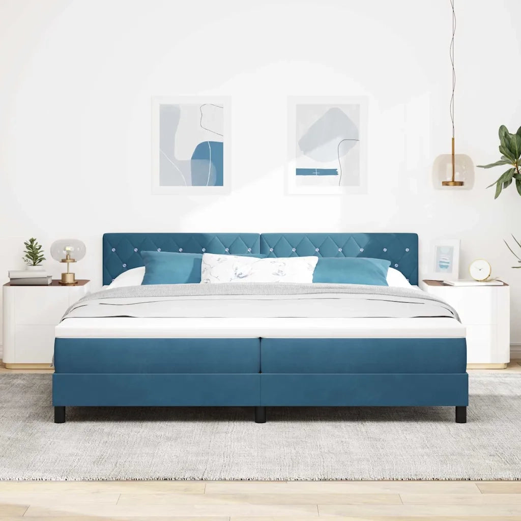 Letto a molle con materasso Blu Scuro 200 x 200 cm Velluto 3339132