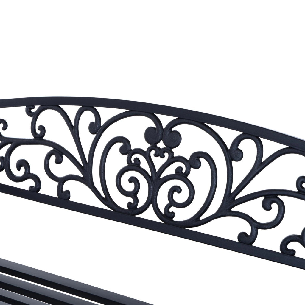 Panchina da Giardino 2 Posti in Ghisa Lavorata Nero 127x60x85 cm