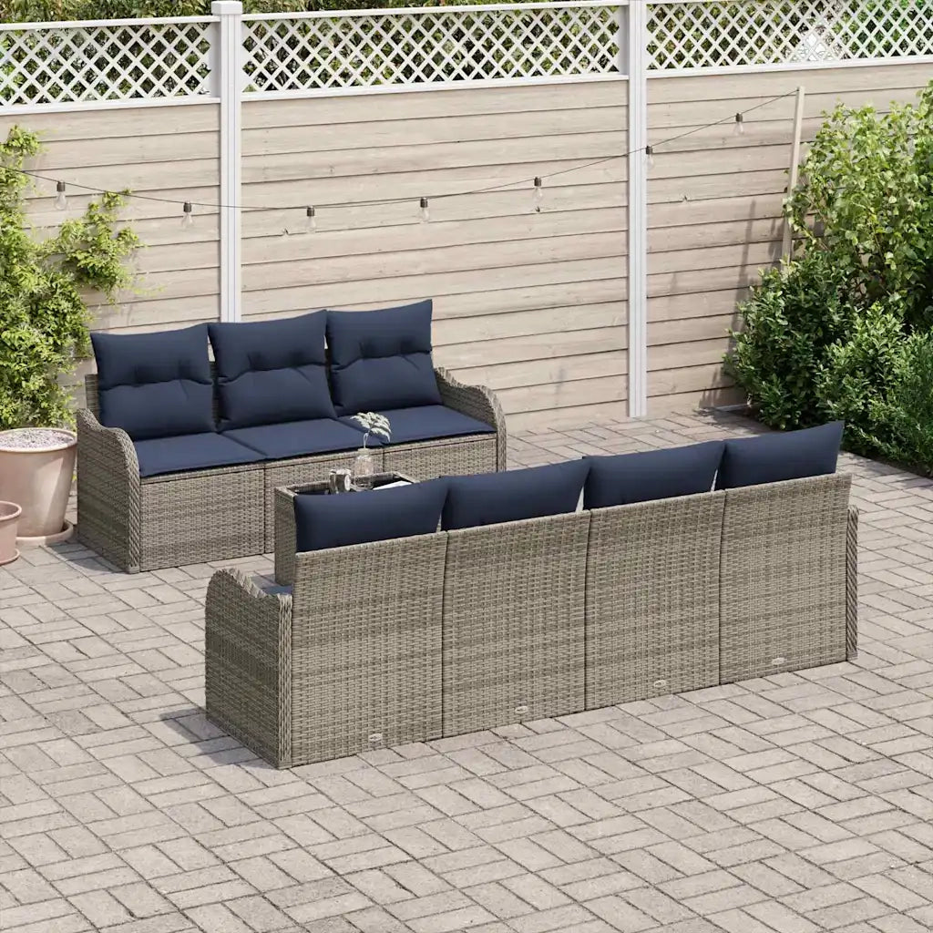 Set di divani 8 pz 7-Numero di posti Grigio polyrattan 3345615