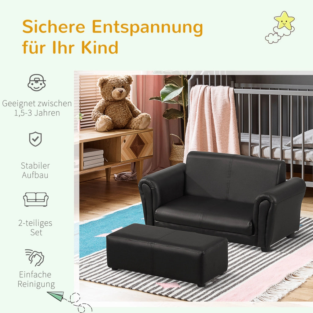 Poltrona per bambini con poggiapiedi ¨C zephmum ¨C Nero, 83x42x41 cm