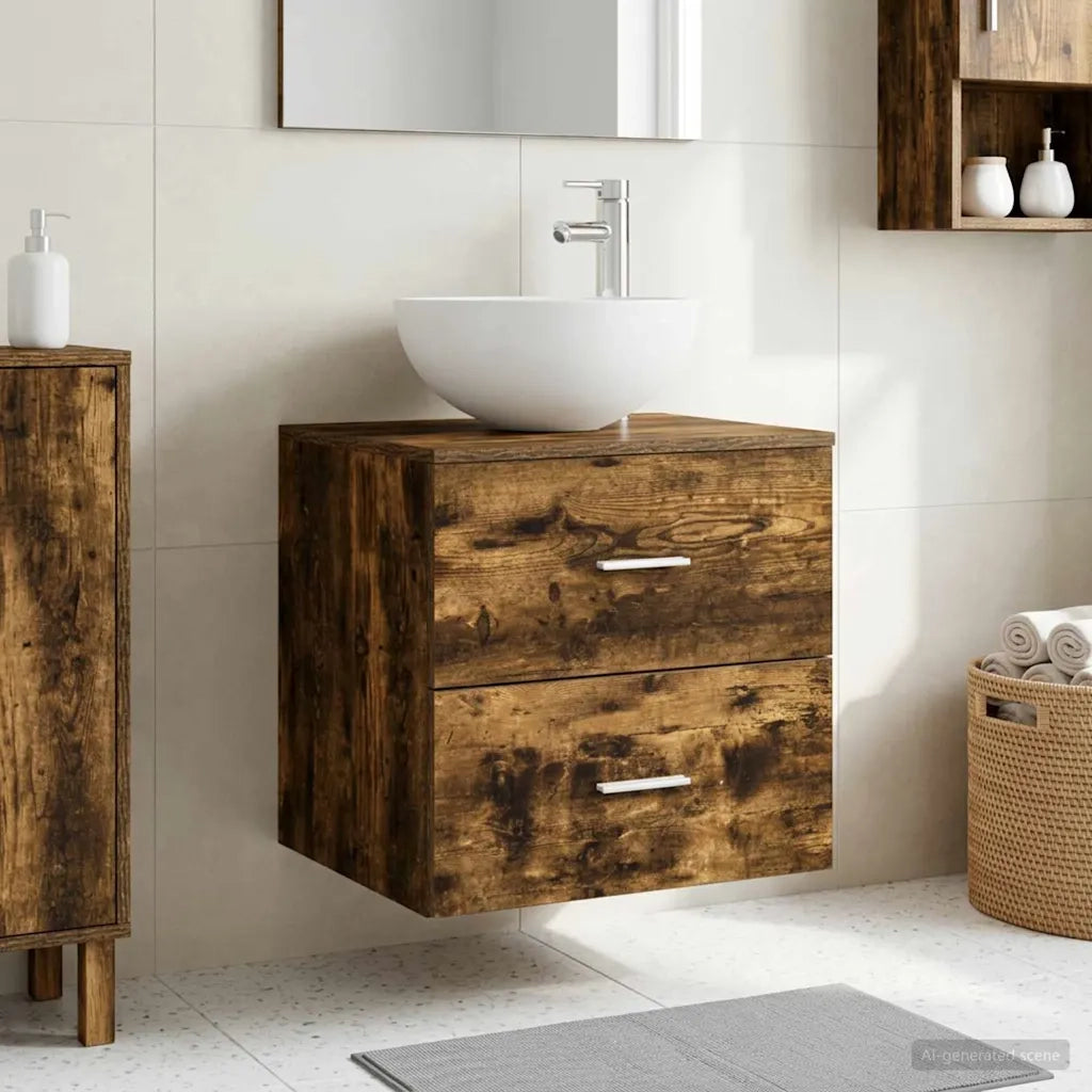 Mobile Lavabo da Parete Rovere Fumo 49,5 x 41 x 64,5 cm 890266