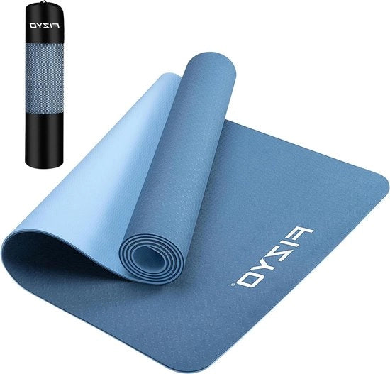 Mat anti-scivolo da yoga 06 cm 183 x 61 cm - Mat di TPE per esercizi di Pilates e yoga - imbottito e super sottile - inclusa cinghia di trasporto e borsa