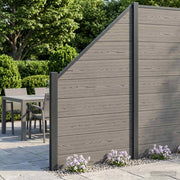 Set di Recinzione 9 pz 1484 x 186 cm WPC e Alluminio Grigio 3429409
