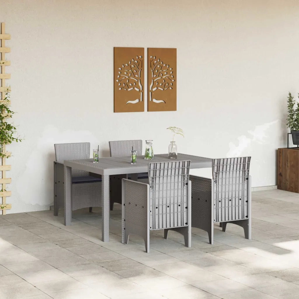Set da Pranzo per Giardino 5 pcs Grigio chiaro Rattan Polt