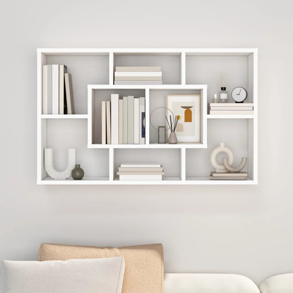 Scaffale Parete Bianco Lucido 85x16x52,5 cm Legno Multistrato 801424