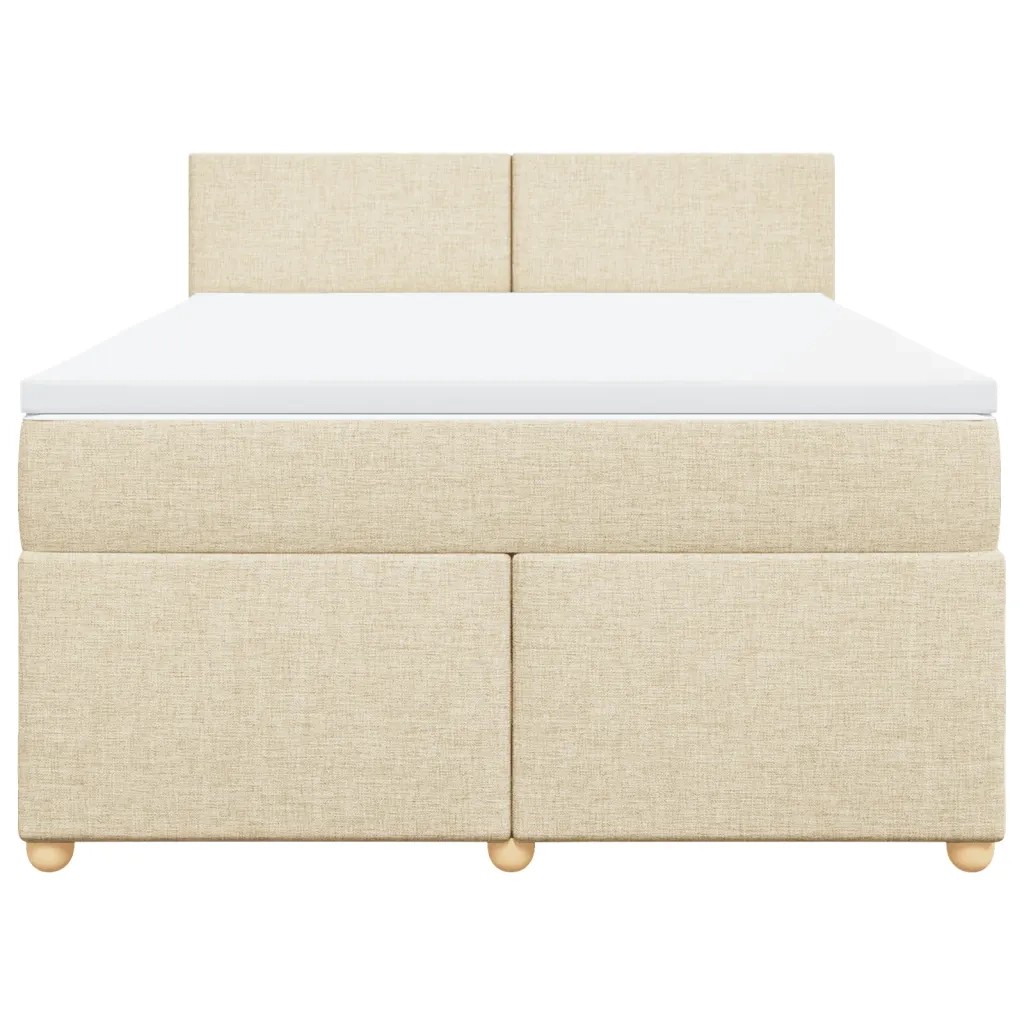 Giroletto a Molle con Materasso Crema 160x200 cm in Tessuto