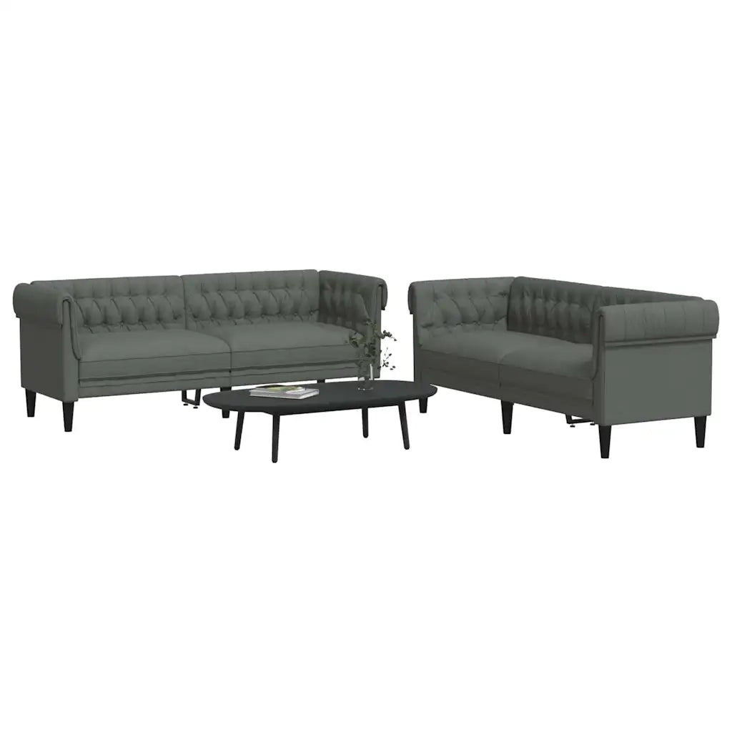 Set di divani 2 pcs Grigio scuro Tessuto