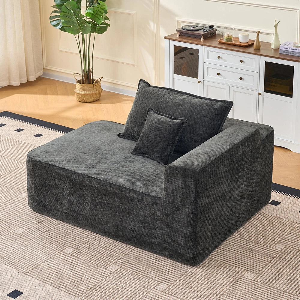 Chaise longue confortable - Xylo - Noir avec coussins et poches lat¨¦rales