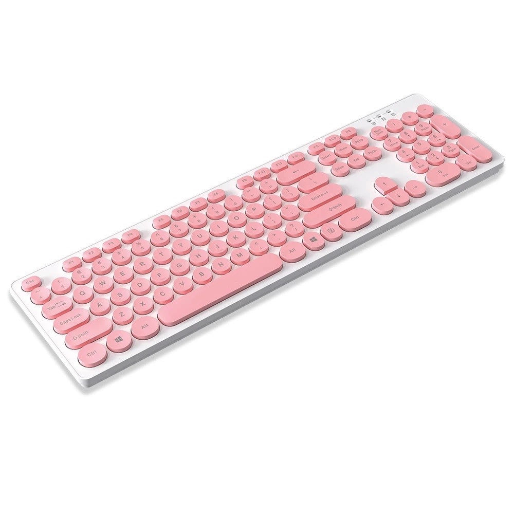 Trade Shop - Set Tastiera Mouse Senza Fili 2.4g Combo Retro Keycap Rotondo Pc Laptop Tf770 -