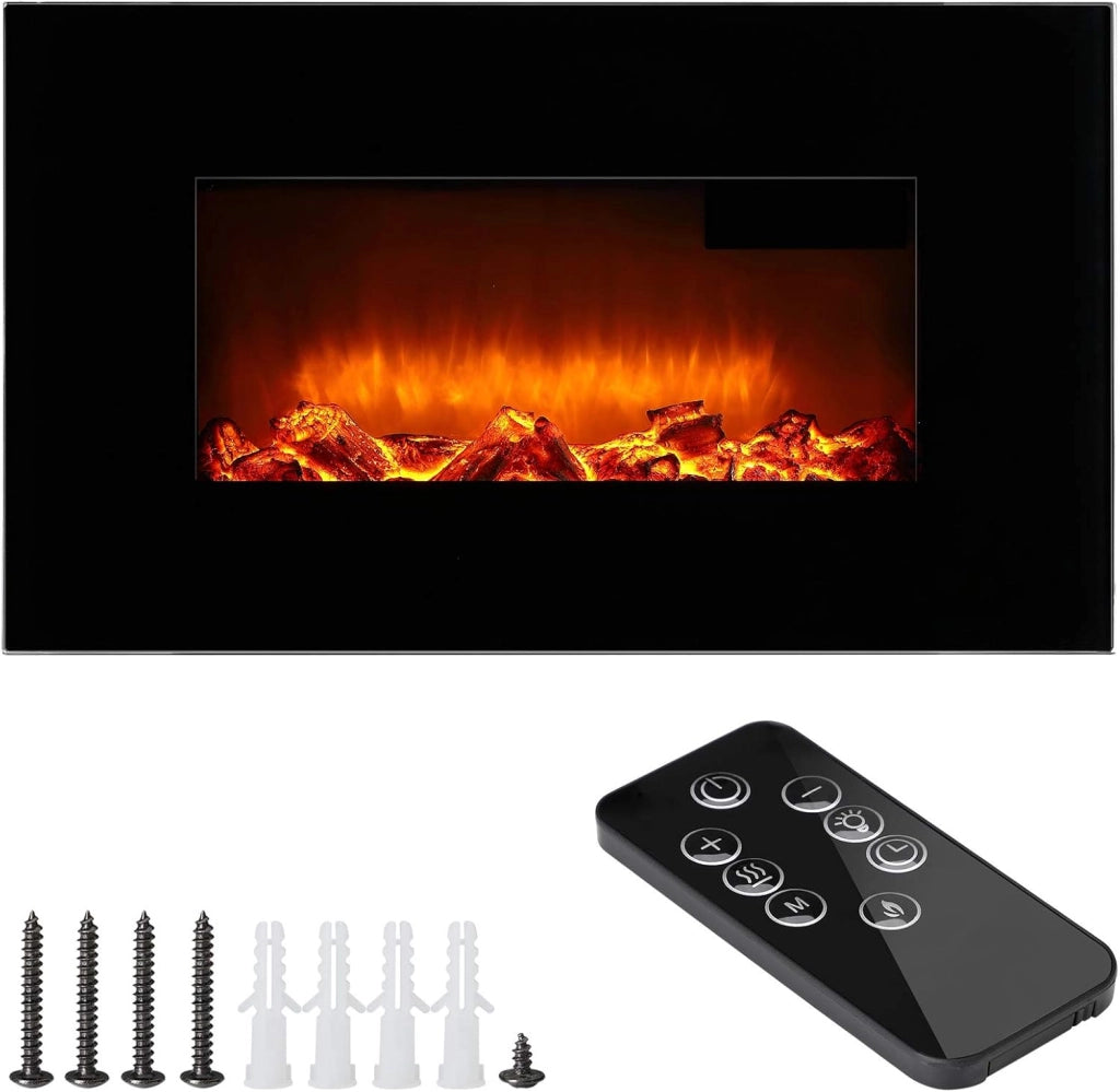 Caminetto a Parete Camino Elettrico Display Head Up 900W / 1800W Termostato Telecomando Timer Regolabile