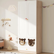 Armadio bambino con cuccia per gatto - Xylo - ante laccate, maniglie ceramica, 80x50x200 cm, bianco e naturale