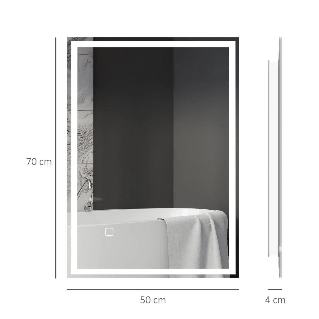 Specchio da Bagno LED con Interruttore a Tocco ¨C Minimal ¨C Bianco