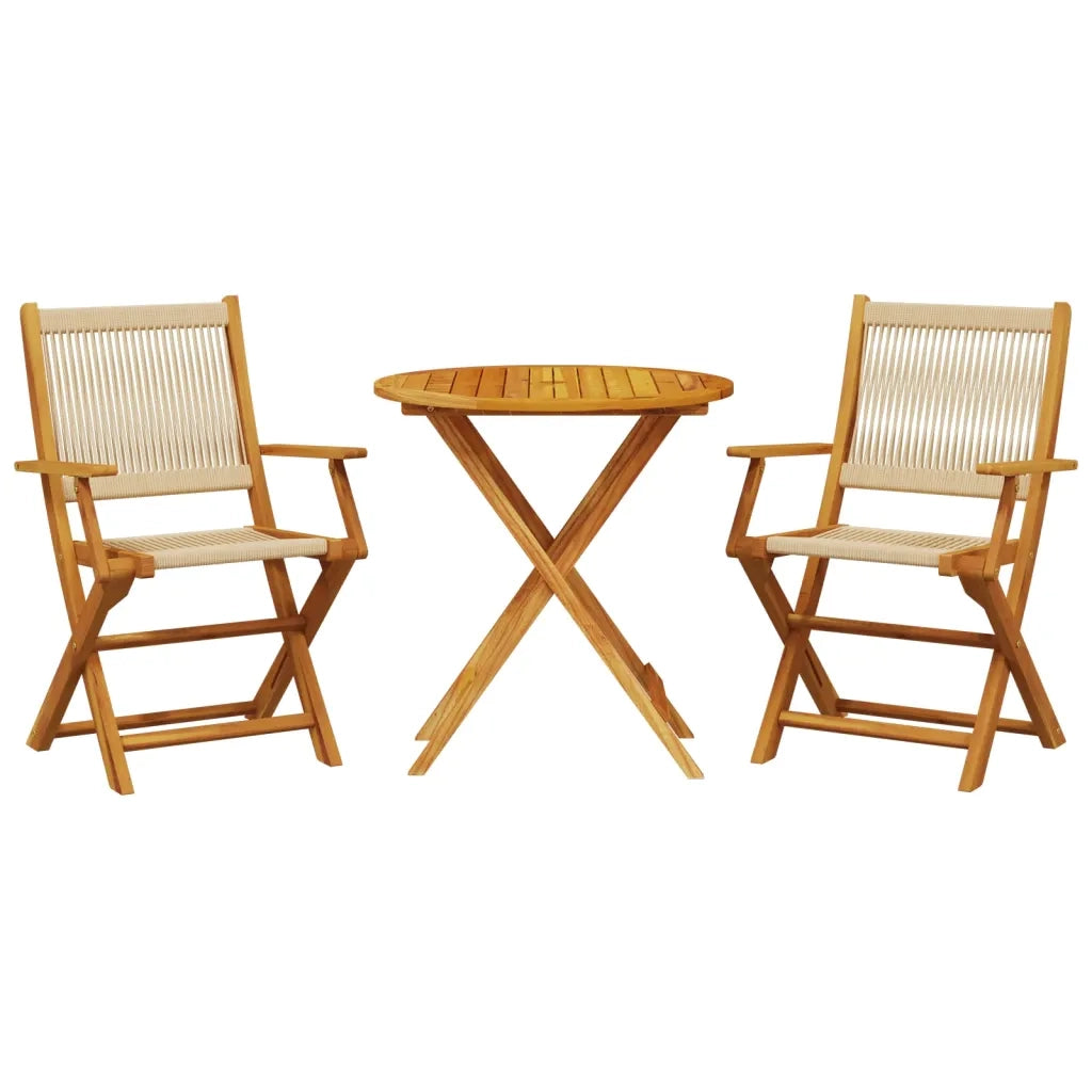 Set da Bistrot 3pz Beige in Polipropilene e Legno Massello 3281855