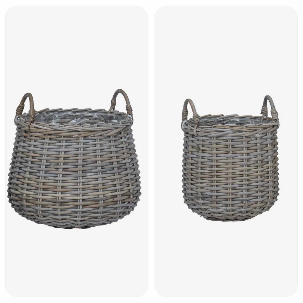 Cestino per piante con archiviazione 2 pcs Grigio Rattan Lacak