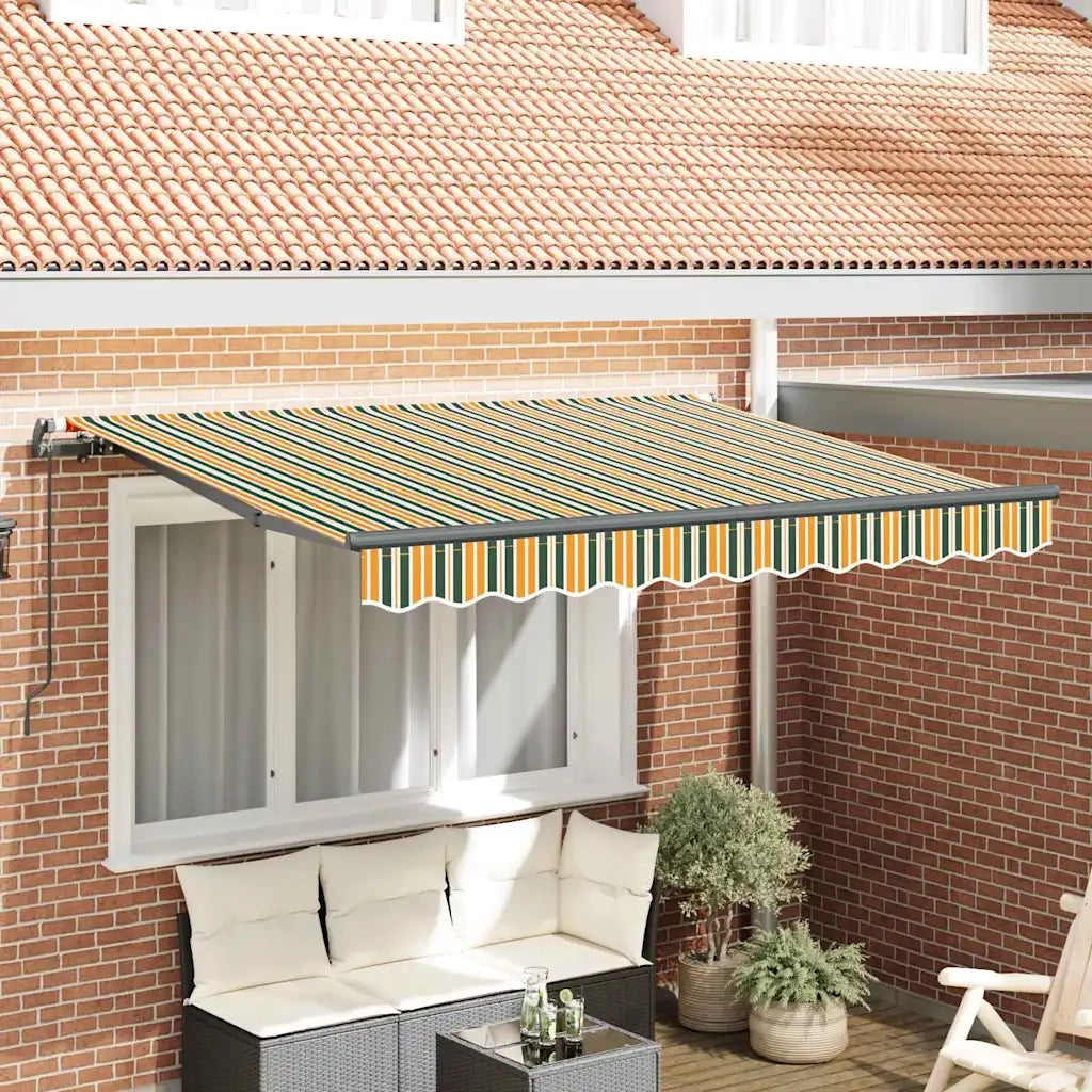 vidaXL Tenda Retrattile Verde e Giallo 300 x 200 cm
