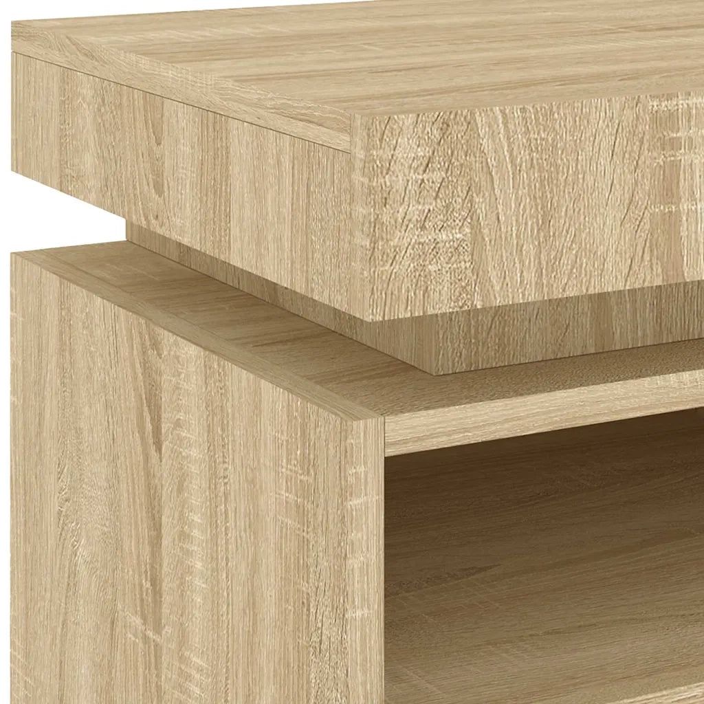 Set di 2 Comodini | Armadio da Notte | Mobiletto da notte con Luci LED Rovere Sonoma 40x39x48,5 cm