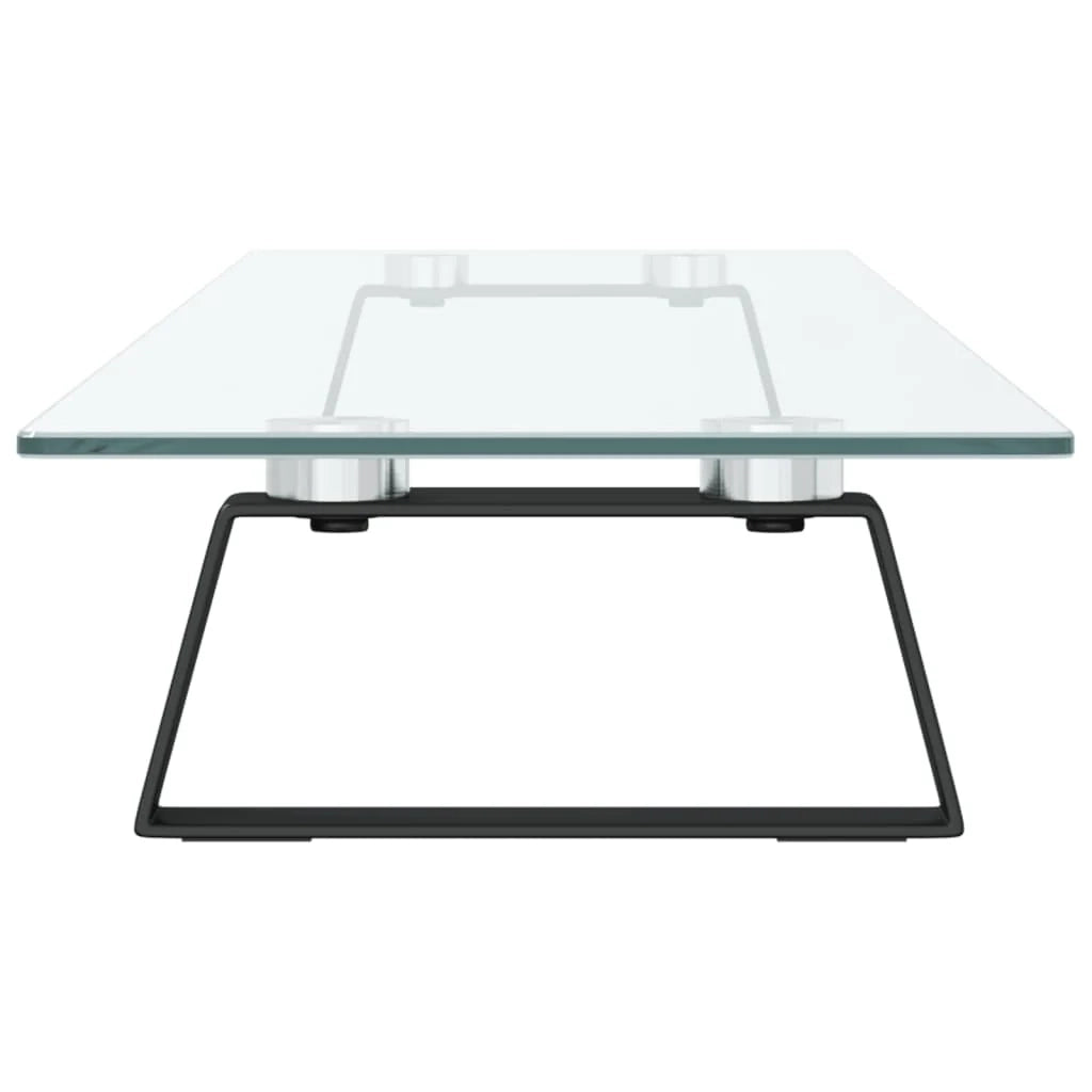 Supporto per monitor mobile da scrivania 100 x 20 x 8 cm vetro temperato e metallo nero 02_0044824