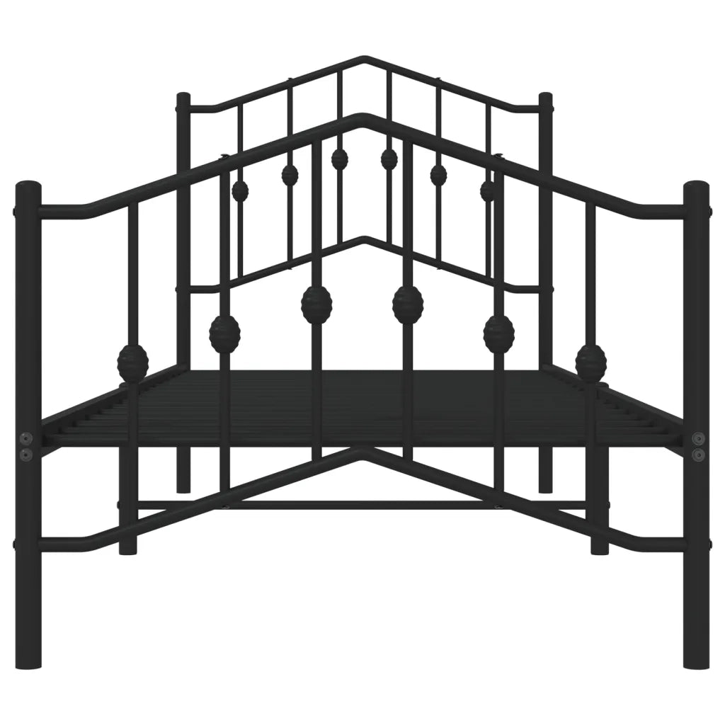 Letto singolo | Letto per adulti | Giroletto con Testiera e Pediera Metallo Nero 80x200 cm