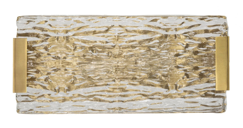 Lampada da Muro Oblin 36x15x10 cm in Vetro e Ferro Oro e Naturale