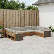 Set di divani da esterno 9 pz Naturale e Grigio Chiaro 3383829