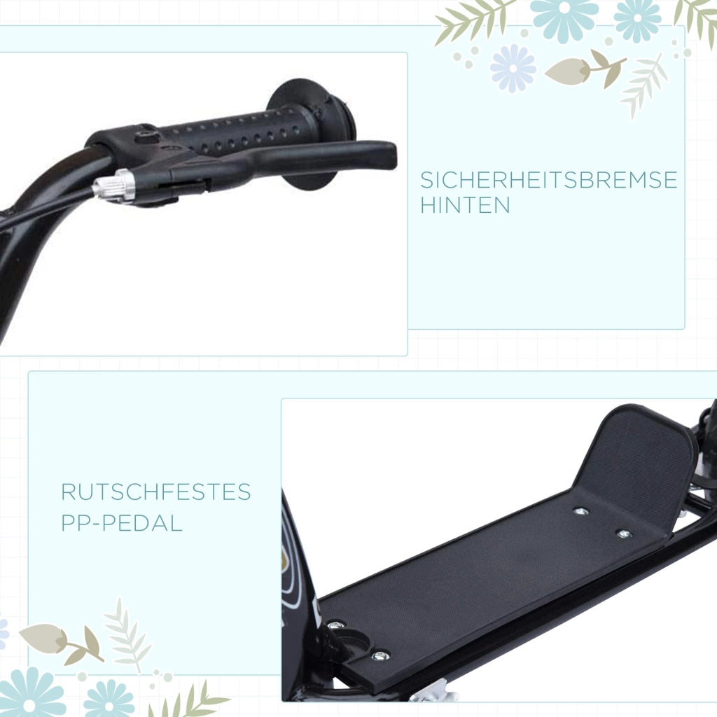 Scooter per Bambini con Freni e Ruote Grandi ¨C zephmum ¨C Nero 12 Pollici