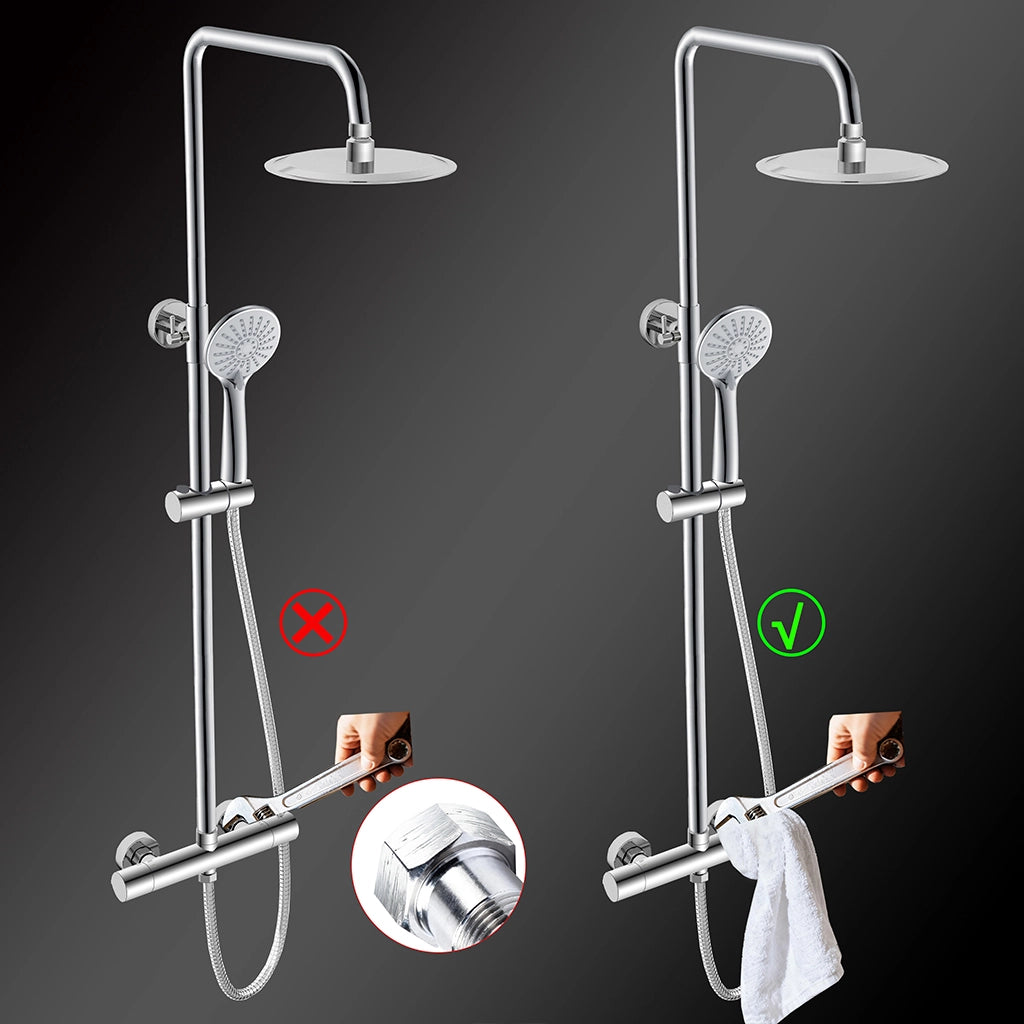 Colonne doccia cromo, soffione doccia rotondo da 20cm acciaio inox, miscelatore termostatico doccia tondo antiscottature