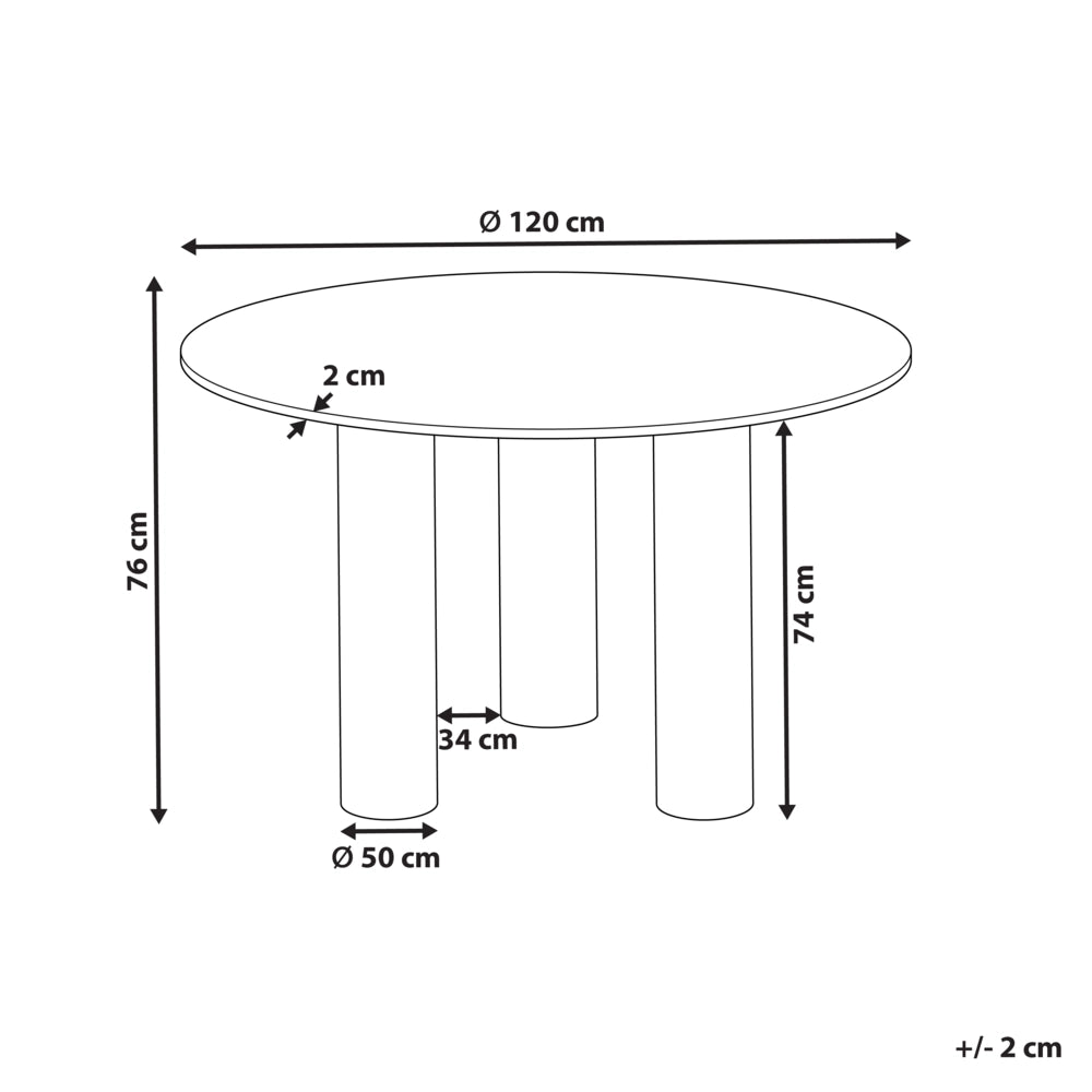 Tavolo da pranzo in legno di frassino scuro con piano in MDF e gambe in legno di gomma ⌀ 120 cm Stile rustico moderno