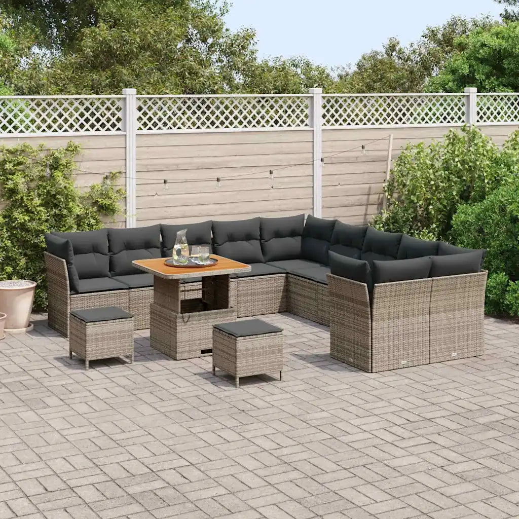 Set Divano da Giardino con cuscino 13 pcs Grigio polyrattan 3363493