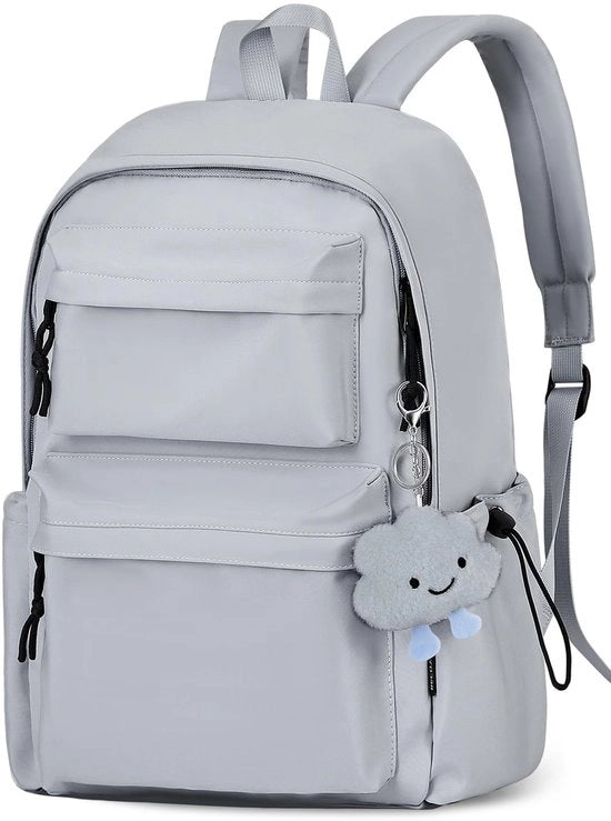 Borsa a Spalla per Donne e Ragazze, Adatta per Laptop 15,6 Pollici, Leggera, Impermeabile, Grande Capacità, Con Tasca Antifurto, Ideale per Scuola, Università, Viaggi e Lavoro Grigia