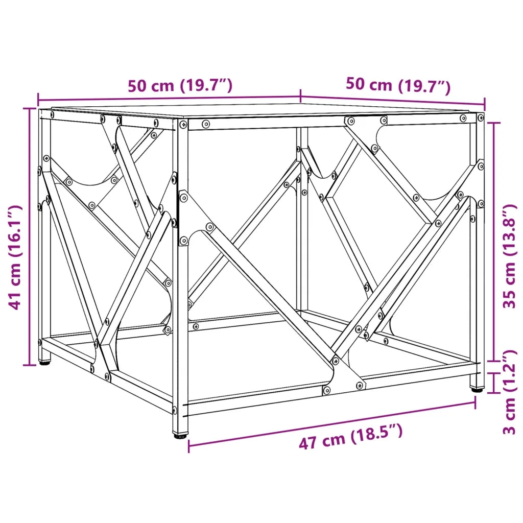 vidaXL Tavolini con Piano in Vetro Trasparente 2 pz 50x50x41cm Acciaio