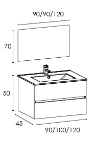 Composizione mobile bagno sospeso con cassetti cm 100 mod. ELEGANCE - Grigio Corda