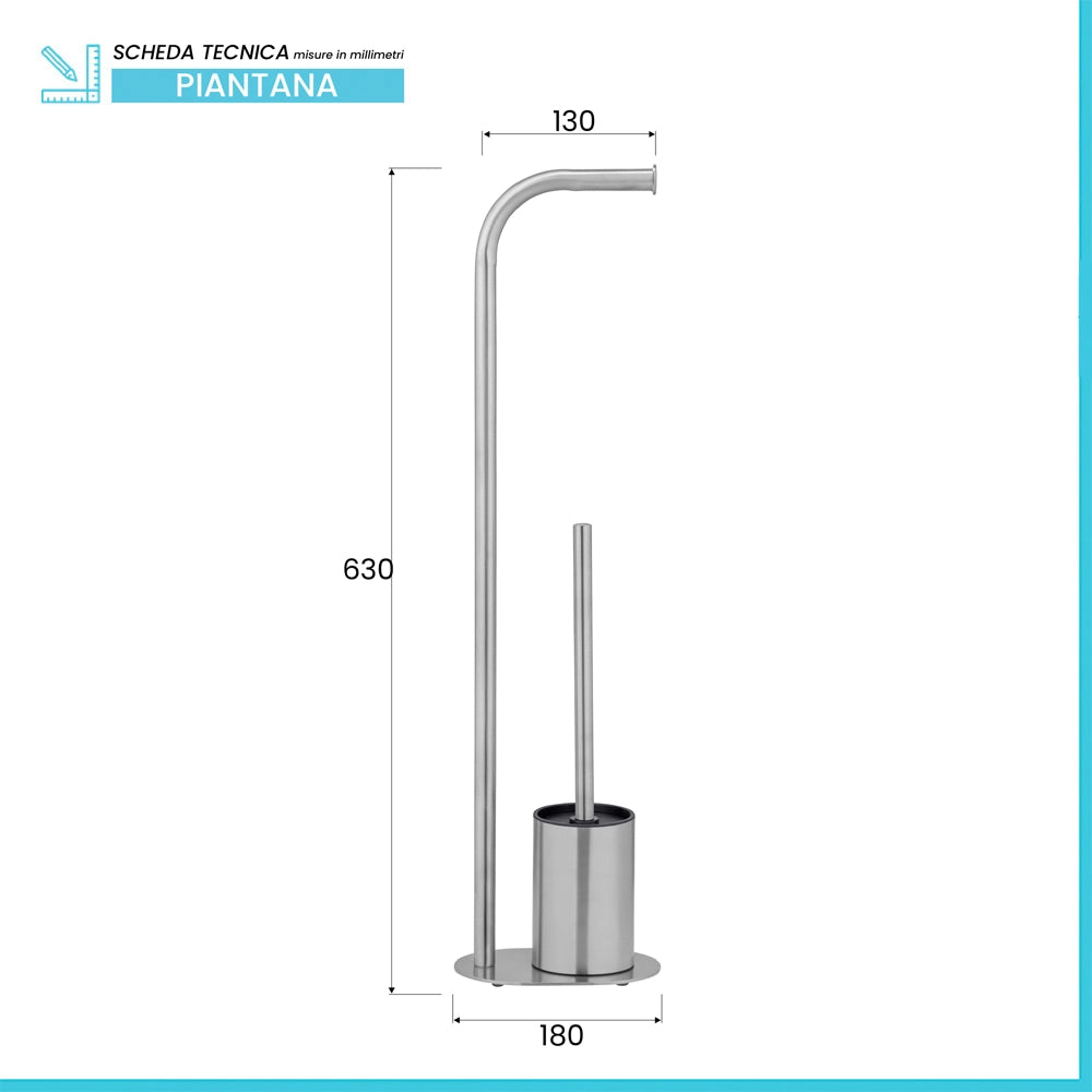 Piantana portarotolo e portascopino wc in acciaio inox satinato